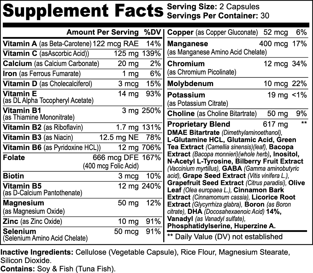 VitaManLife Nootropic Brain & Focus Formula